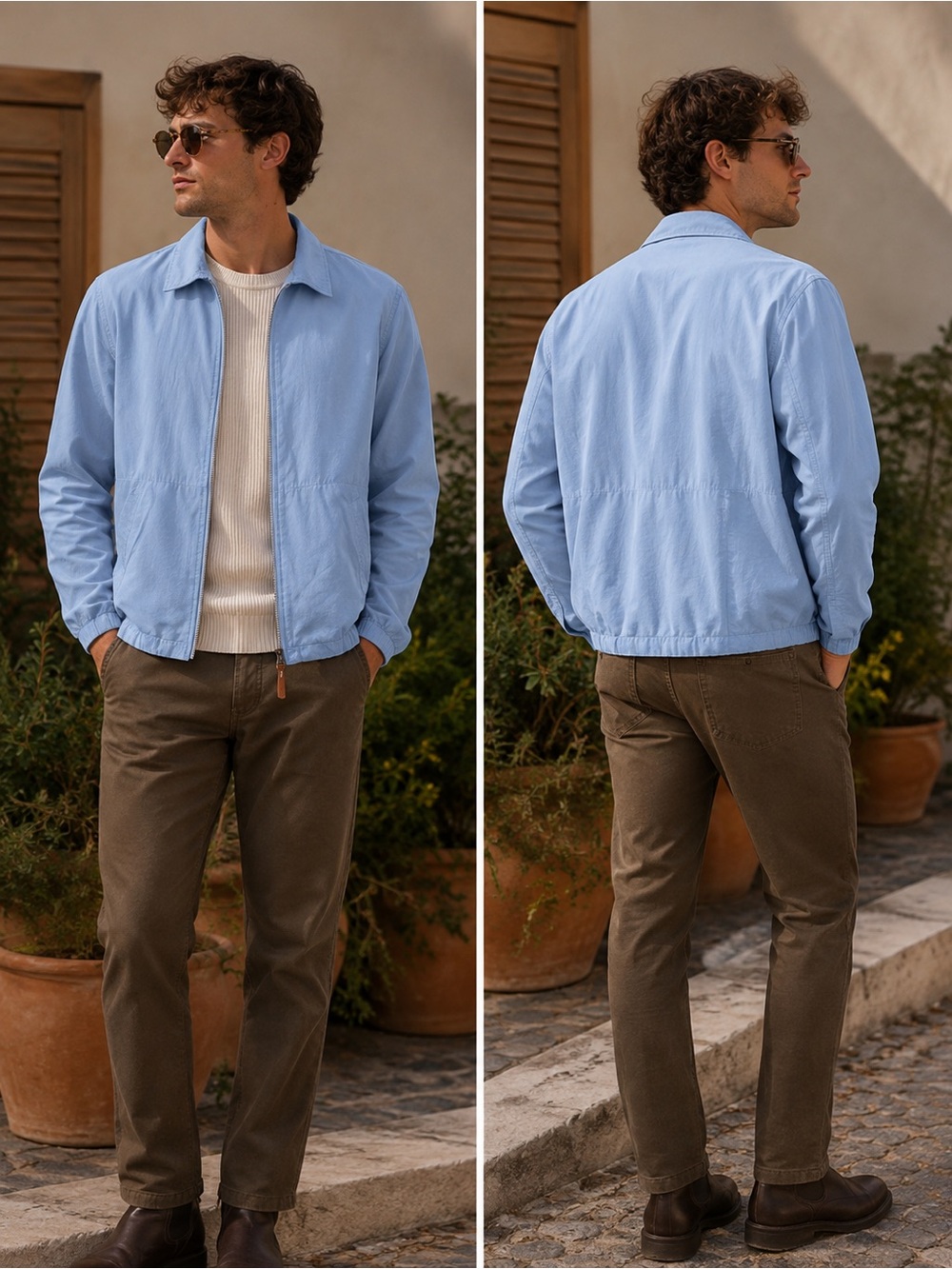 Albam Linen Blend men’s Harrington Jacket Blue Size M